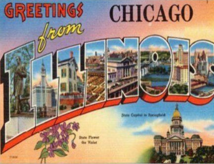 (image for) Illinois (6) Greetings From Chicago Vintage Vacation Stickers